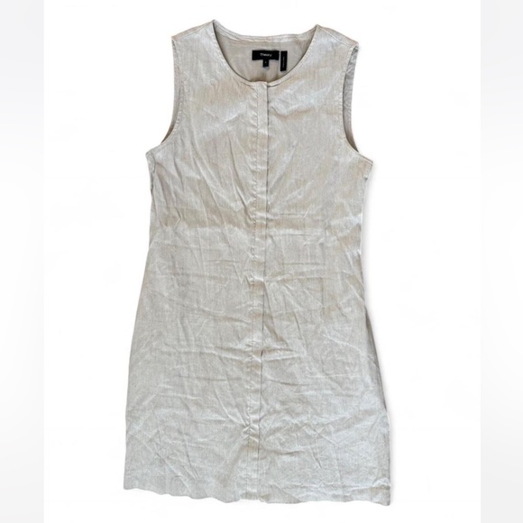 Theory Easy Crew Shift Crunch Linen Dress - Picture 3 of 8